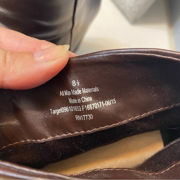 Espresso Brown Vegan Leather Heeled Booties Size Women’s 8.5 Target - Picture 4 of 5